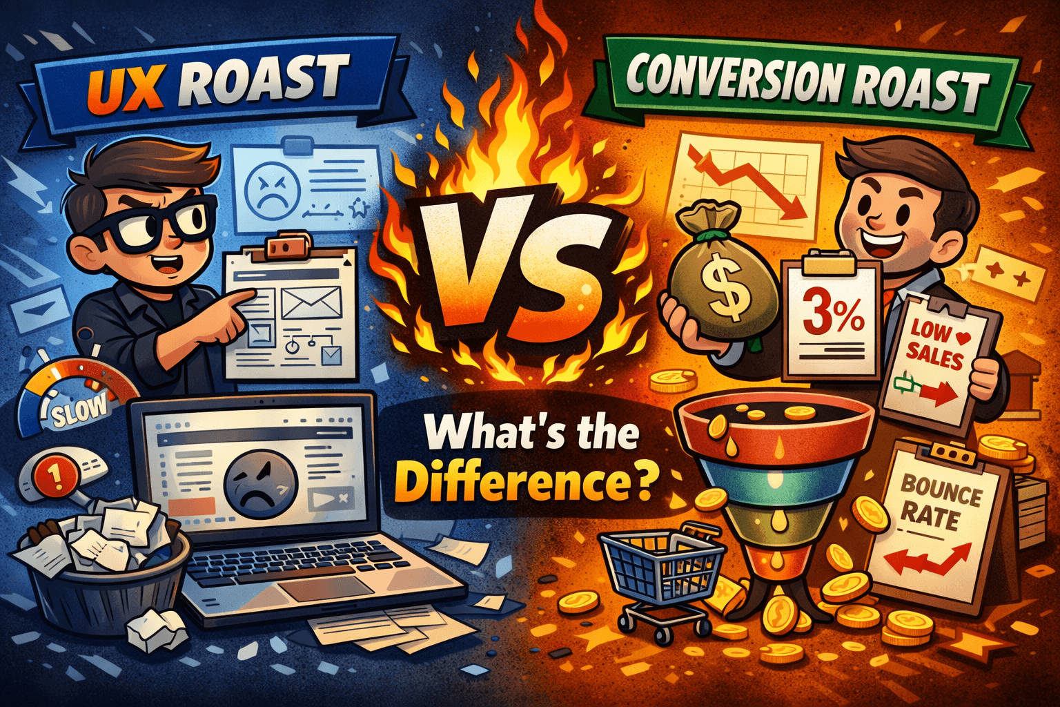 UX Roast vs Conversion Roast – What’s the Difference?