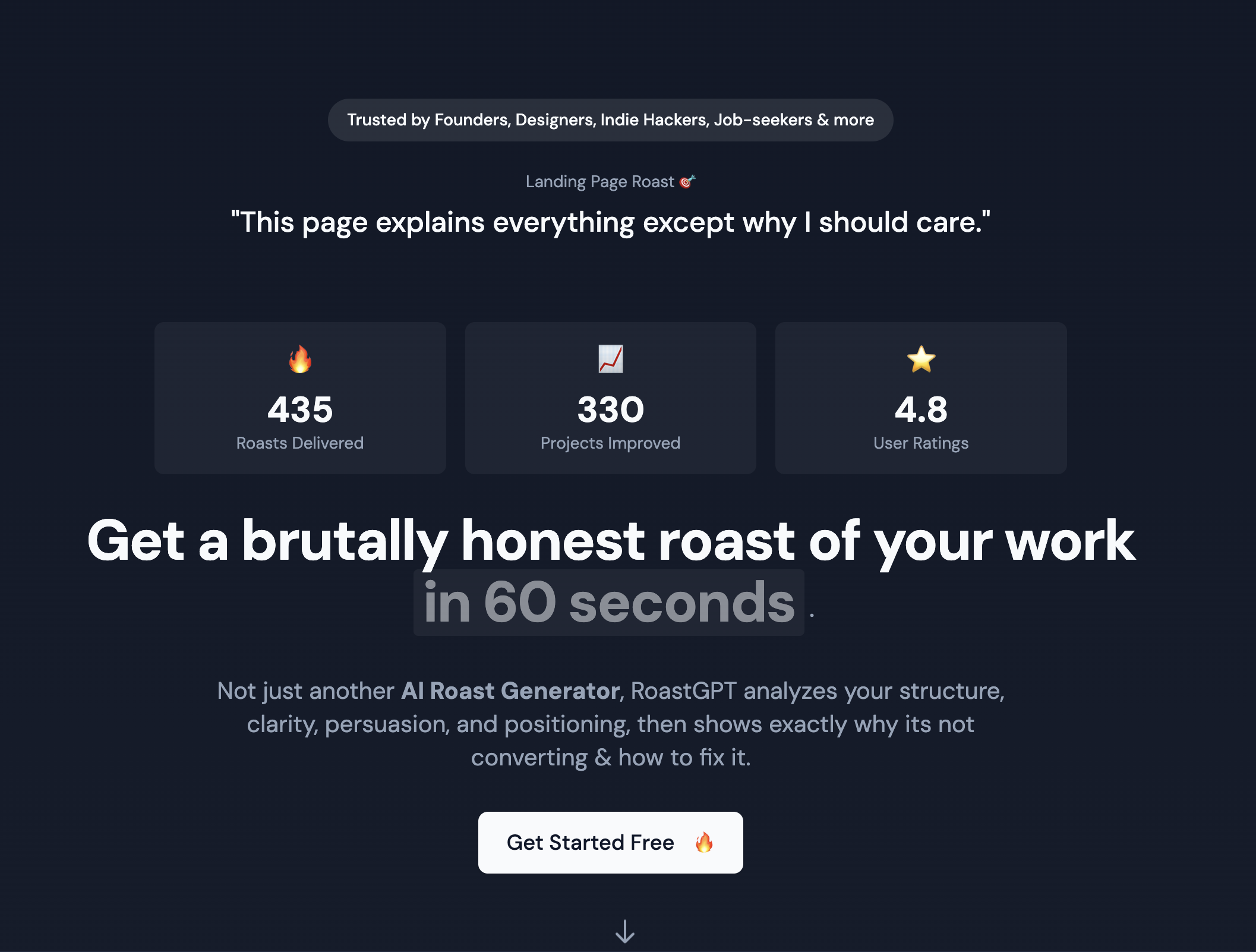 RoastGPT landing page analyzer